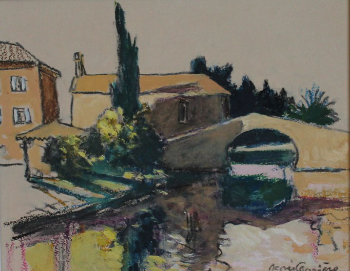233- Le Somail, Technique mixte (fusain, pastel, huile), sur bois médium, format 24 cm x 30 cm, prix : 220 € 