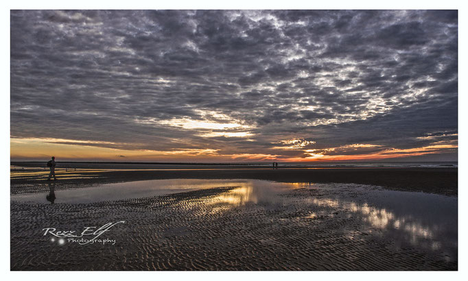 Coucher de soleil sur les bouchots de Quend Plage 