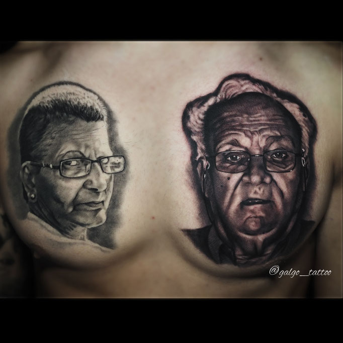 Retrato realista en black and grey de unos padres. Hecho en Gran Canaria