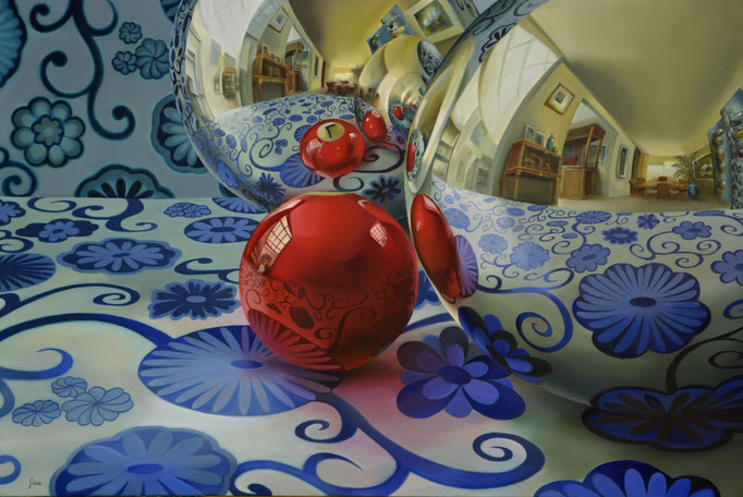 LA TALAVERA A TRAVÉS DE LA ESFERA. Óleo sobre tela. 80 x 120 cm. Jorge Luna