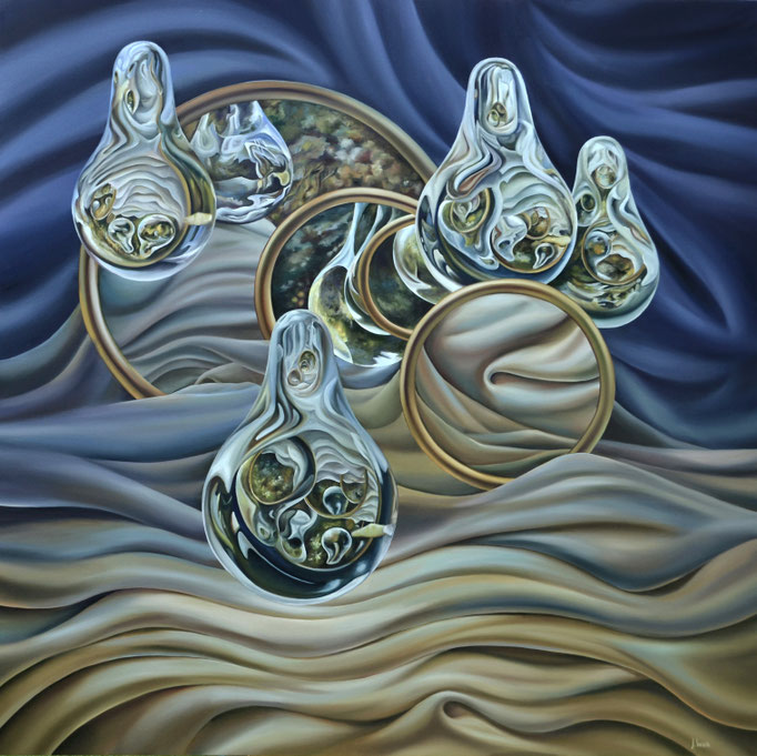UNA GOTA DE INSPIRACIÓN. Óleo sobre tela. 150 x 150 cm. Jorge Luna