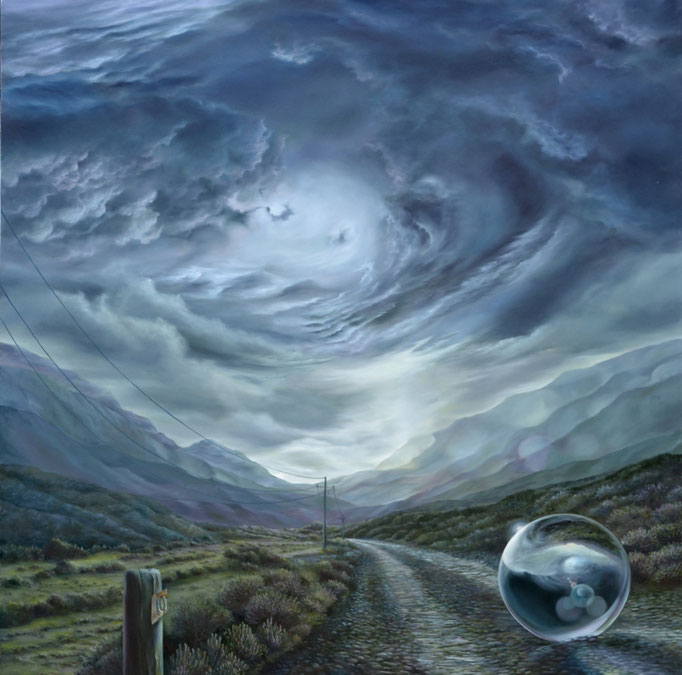 EL CAMINO RUEDA.  Óleo sobre tela, 150 x 150 cm. Jorge Luna