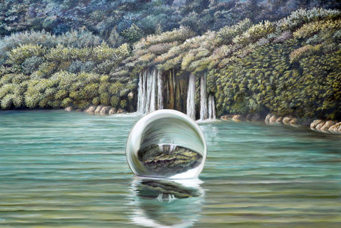COLUMNAS LLORONAS.  Óleo sobre tela, 100 x 150 cm. Jorge Luna