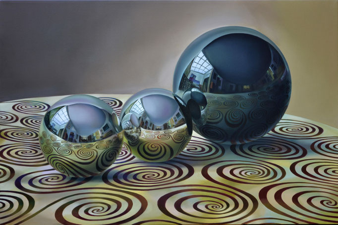 TERCIA DE CONCHEROS. Óleo sobre tela. 80 x 120 cm. Jorge Luna