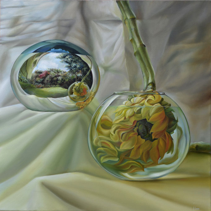 GIRO OCULTO. Óleo sobre tela. 100 x 100 cm. Jorge Luna