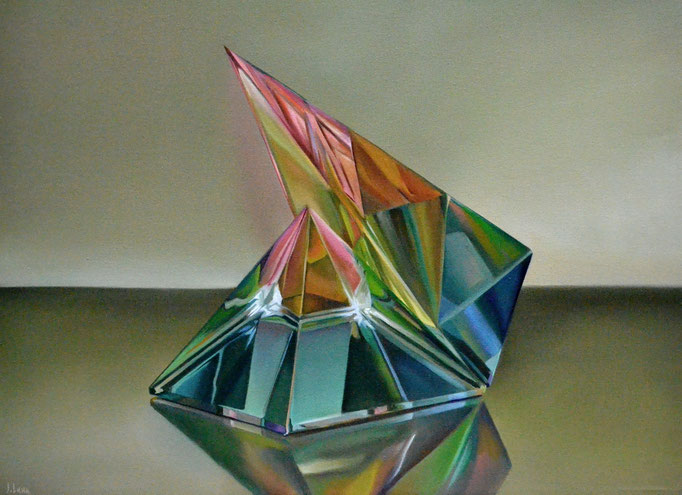 TRIÁNGULOS NOTABLES. CONOCIMIENTO ESTRUCTURADO. Óleo sobre tela. 50 x 70 cm. Jorge Luna