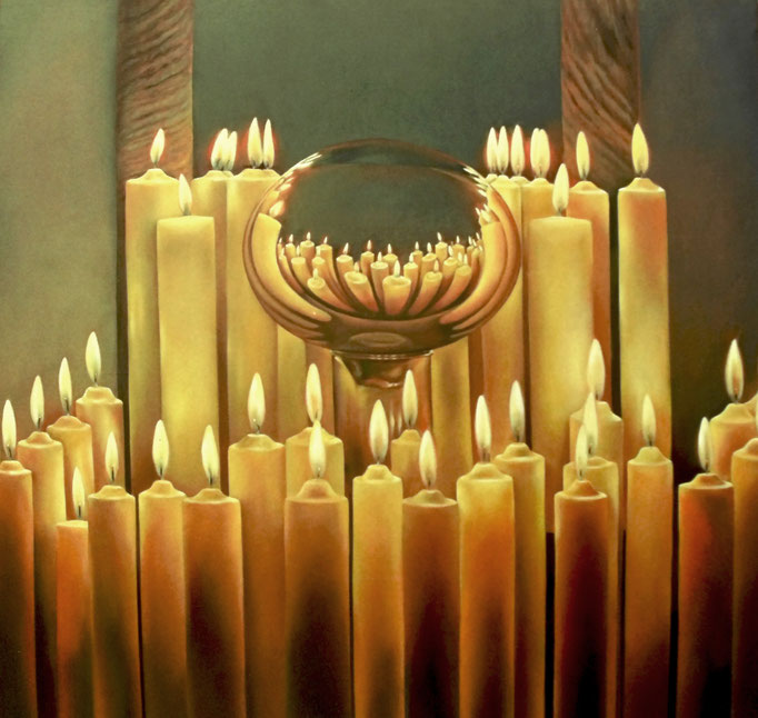 VELAS CIRCULARES. Óleo sobre tela. 150 x 150 cm. Jorge Luna