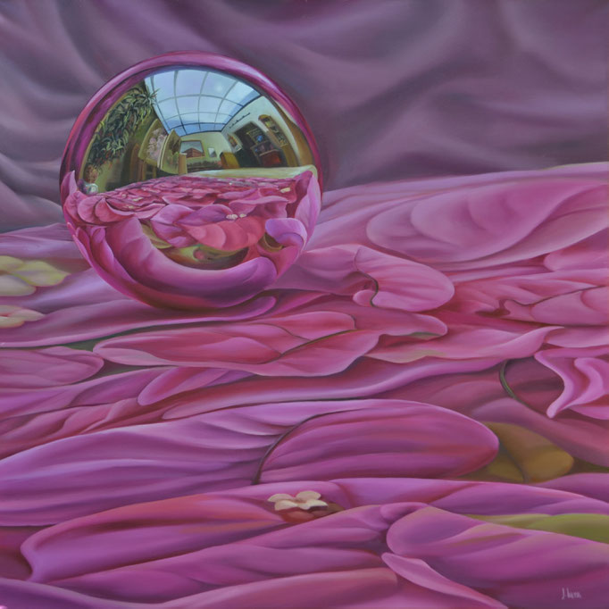MANTARRAYAS ROSAS. Óleo/tela cm. 80 x 80. Jorge Luna
