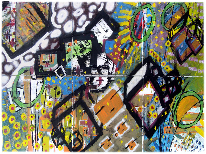 Parmi les plantes - Technique mixte - 2008 - 100x150cm
