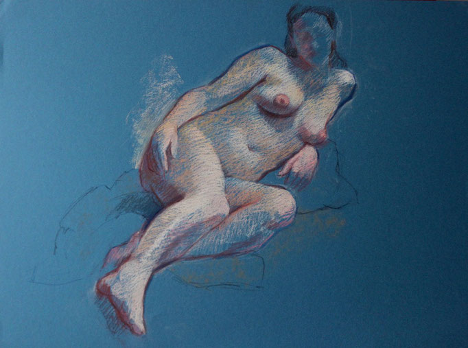 nu accoudé, pastel sur mi-teinte, 50/65 cm, 2018