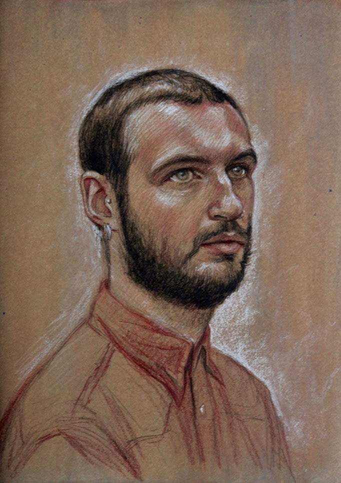 Ferdinand, crayons et craie sur papier teinté, 2019