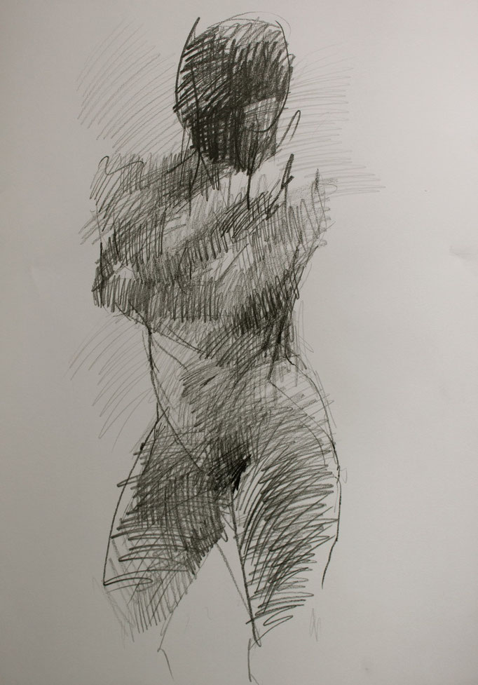 nu debout, graphite sur papier, 65/50 cm, 2012
