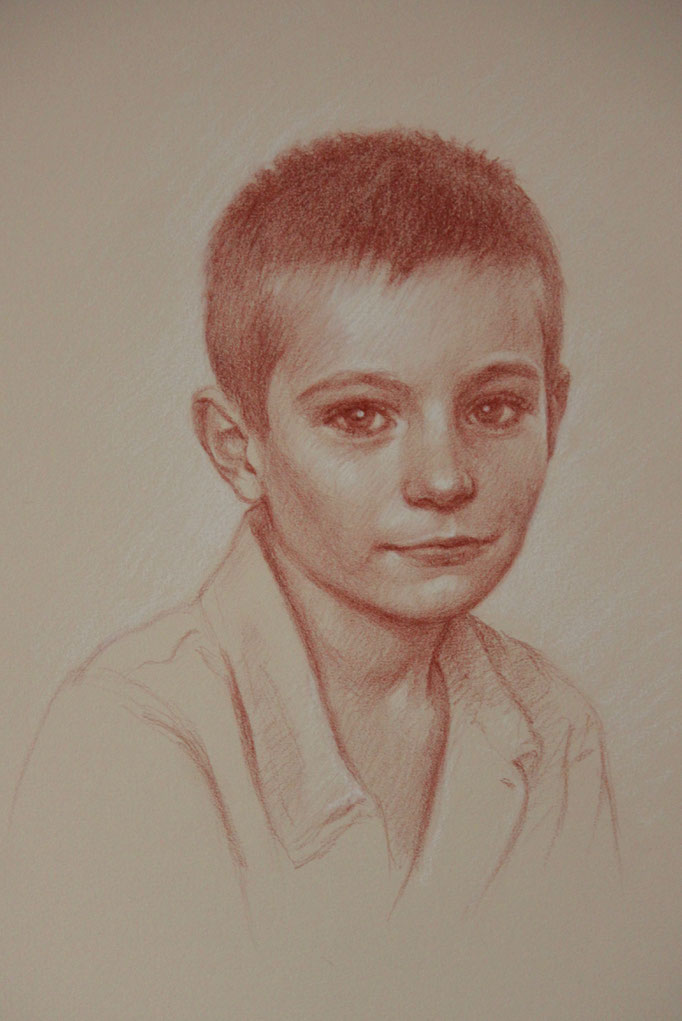 crayon sanguine sur papier Canson rosé, 40/30cm, 2021> à partir de 250€ format 20/30 cm