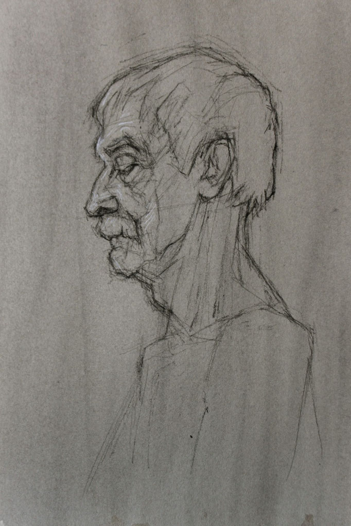Rodion, pierre noire/papier, 40/30 cm, 2013