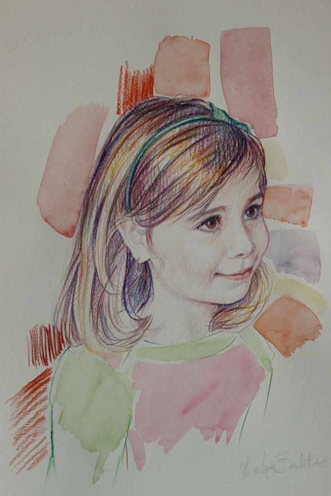 Izaïa, aquarelle et crayons sur papier, 40/30 cm, 2013