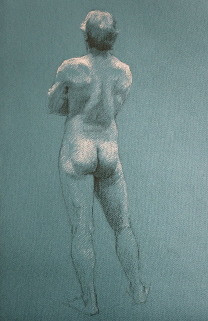 nu, pierre noire et craie blanche, 50/32 cm, 2015