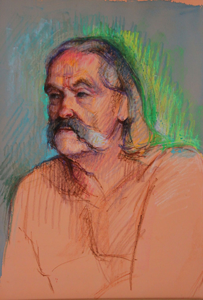 Gilles, pastels gras et acrylique sur pastelcard, 50/32cm, 2017