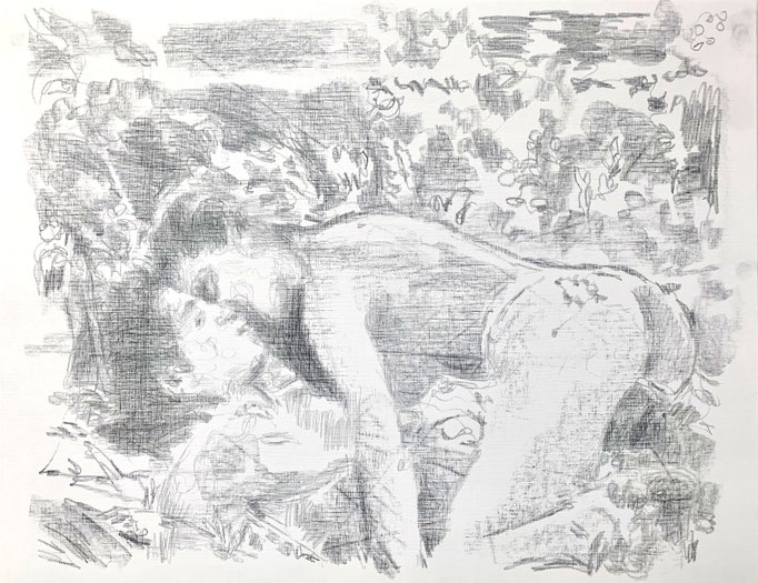 Kiss ( rosegarden), 2022, 50 x 65 cm, Graphite on paper