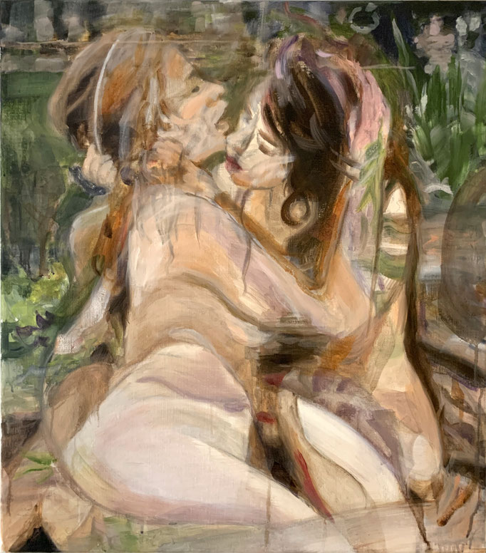 girl on girl, 2020, 65 x 58 cm, oil on linen