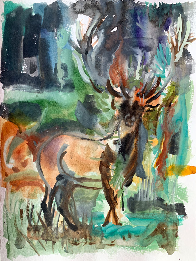 Tanja Selzer _ Encounter _ 2023 _ 48x36cm _watercolor on paper