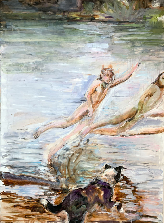Tanja Selzer_Flying_2024_190x140cm_Oil on Linen