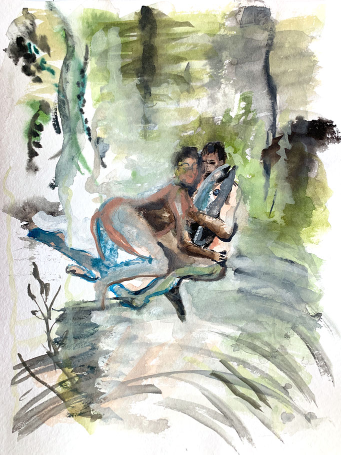 Tanja Selzer _ 3 Fishes _ 2023 _ 48x36cm _watercolor on paper