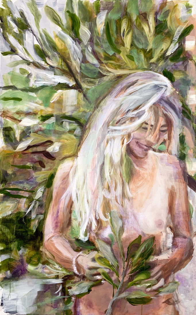 Tanja Selzer_Wild Leaves_2023_130x80_Oil on Linen