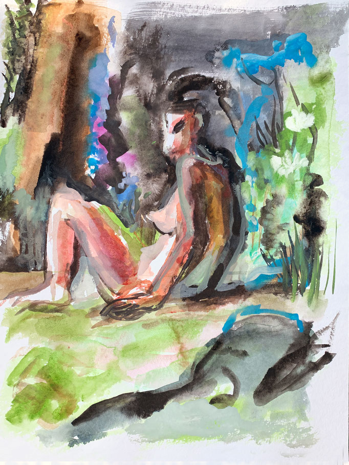 Tanja Selzer _ in the gras _ 2023 _ 48x36cm _watercolor on paper