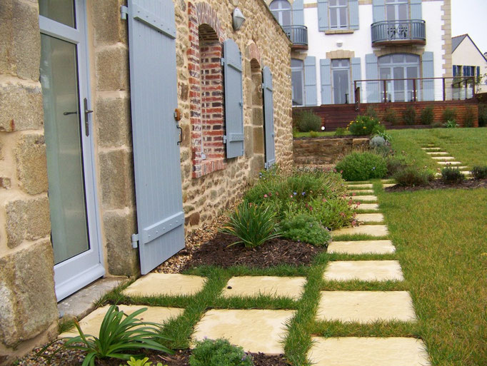 allée pavé jaune