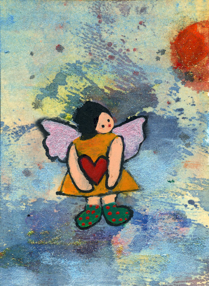 pink feathers   150㎜×105㎜　acrylic painting