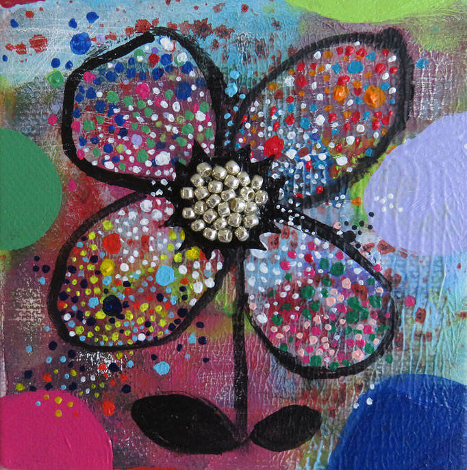KIRAKIRA  100㎜×100㎜　　acrylic paint   beads