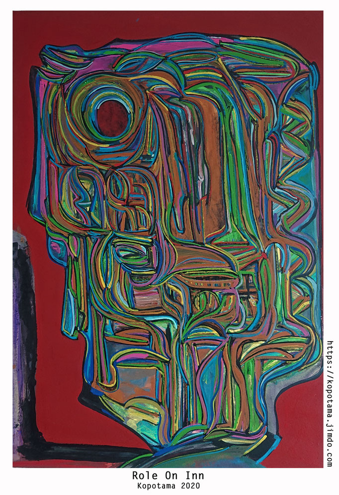 Role-On-Inn Acrylic on paper by Kopotama  2020. 36cm x 51cm https://kopotama.jimdofree.com/paintings
