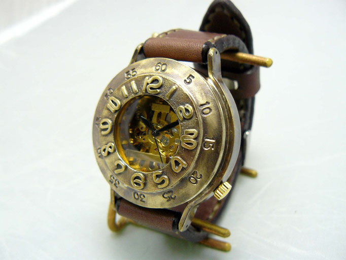 BHW061  JUMBOｻｲｽﾞ(約42mm) "GUN BOAT-BHW" 手縫ﾍﾞﾙﾄ BR   ￥33,000+税（税込￥36,300)