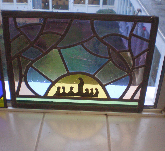 The last picknick. Technique : Stained glass, painting ( this object is created on my education ) 