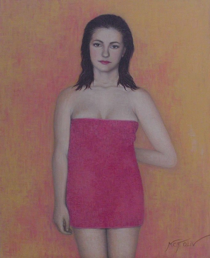 Ali con toalla rosa - 73 x 100 cm