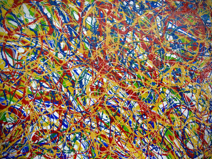 Pollock style - P 5 - Basic colors on white background (80 cm x 60 cm) - in SHOP