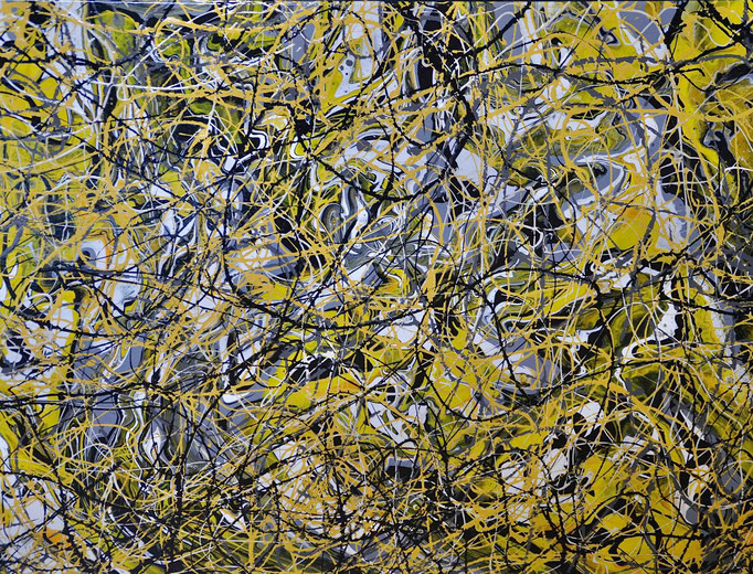 AP fusion Pollock 3 (AP stands for "acrylic pouring" - mixed media 80 cm x 60 cm) - SOLD