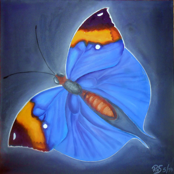 Blauer Schmetterling / Blue butterfly- 58 x 58 cm