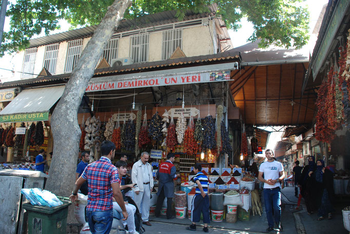 Türkei, Sanliurfa, Abrahams Karpfenteich und Bazar