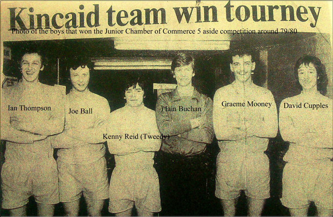 Photo of the boys that won the Junior Chamber of Commerce 5 aside competition around 79/80 at the Greenock Sportscentre. 