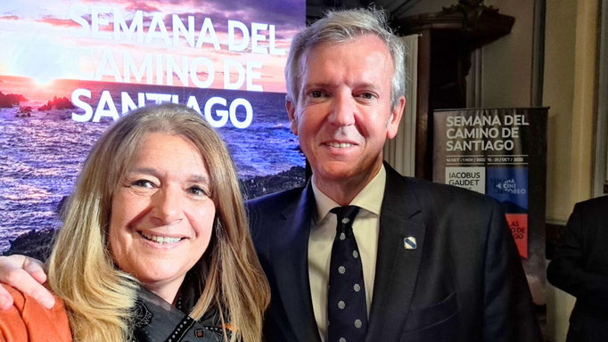 Gabriela Marinelli y Alfonso Rueda presidente Xunta de Galicia