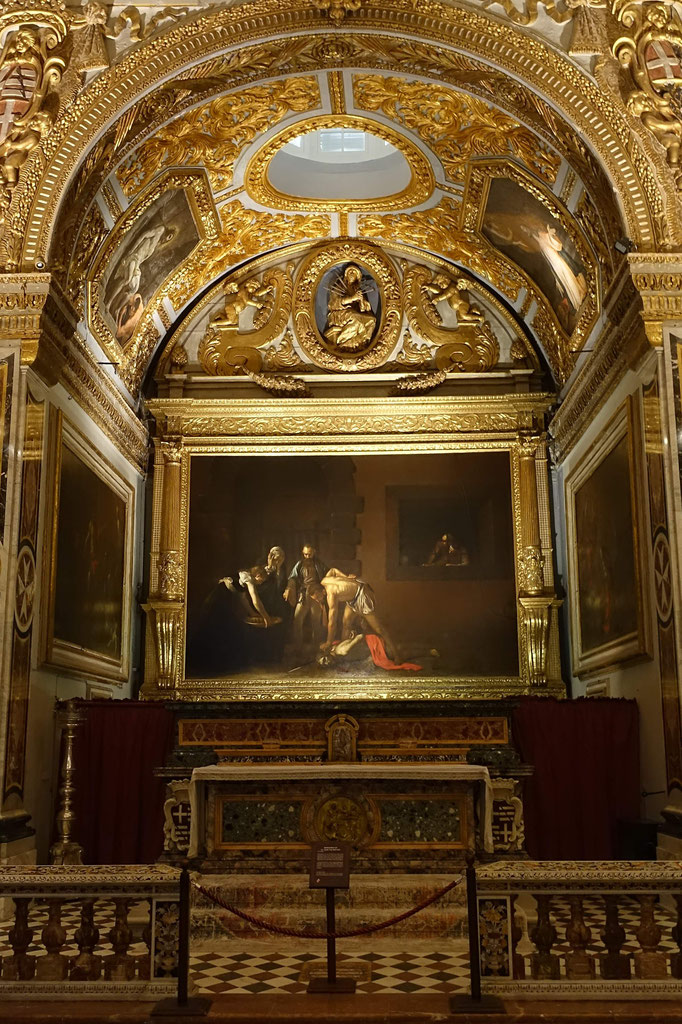 Oratoire de St John's Co-Cathédrale avec le tableau de Caravage