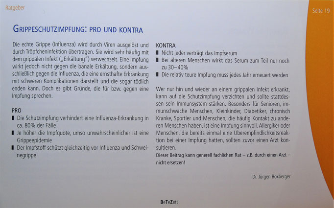 Das Berufliche TrainingsZentrum gibt eine kleinformatige Broschüre heraus, deren Gestaltung und Inhalt von den Teilnehmer*innen aktiv mitgestaltet werden, z.B. gesundheitliche Themen wie Grippeschutzimpfung...