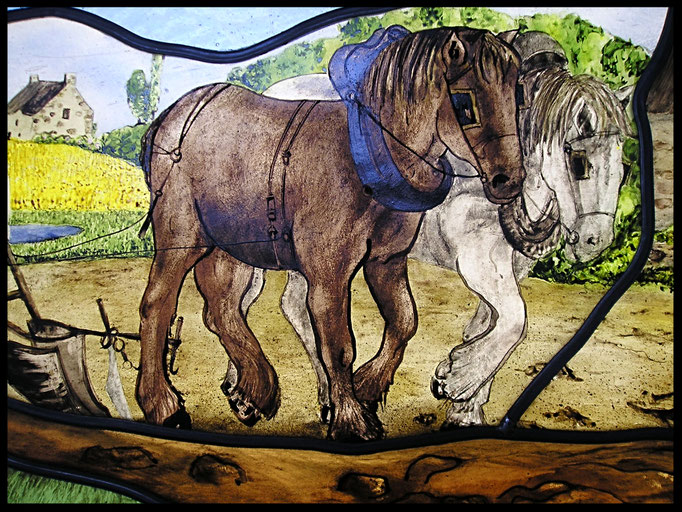 Peinture sur verre - grisaille & emaux