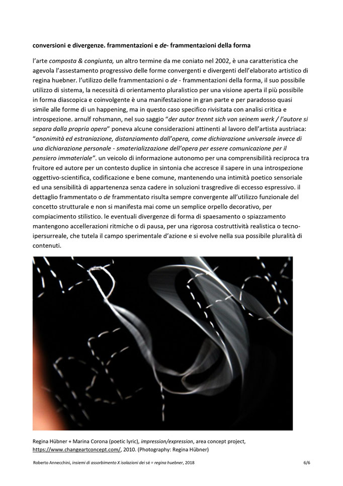 Roberto Annecchini, conversioni e divergenze. frammentazioni e de- frammentazioni della forma