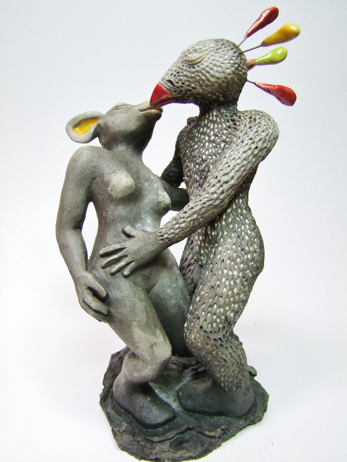 statue couple céramique raku de simplement terre