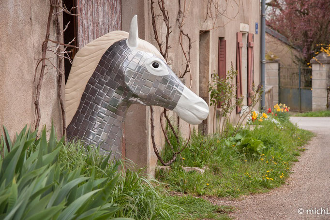 Cheval d'acier / Résine et acier inox (buste fourni par "Les Ain'Pertinente")  © Michel LAURENT (MichL)
