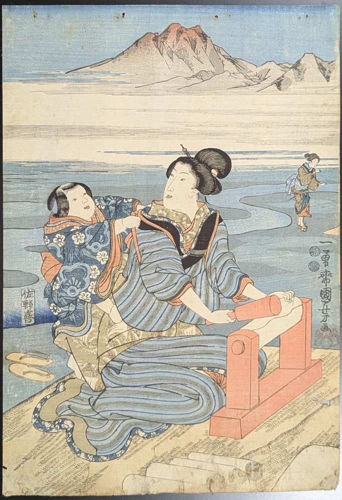 歌川国芳,摂津国擣衣の玉川,浮世絵