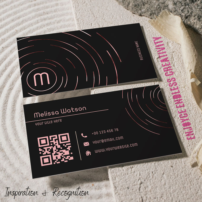 Rose gold circles business card template