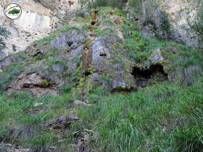 Cascada de toba, junto a la senda, bajo el calar de los Caracoles.